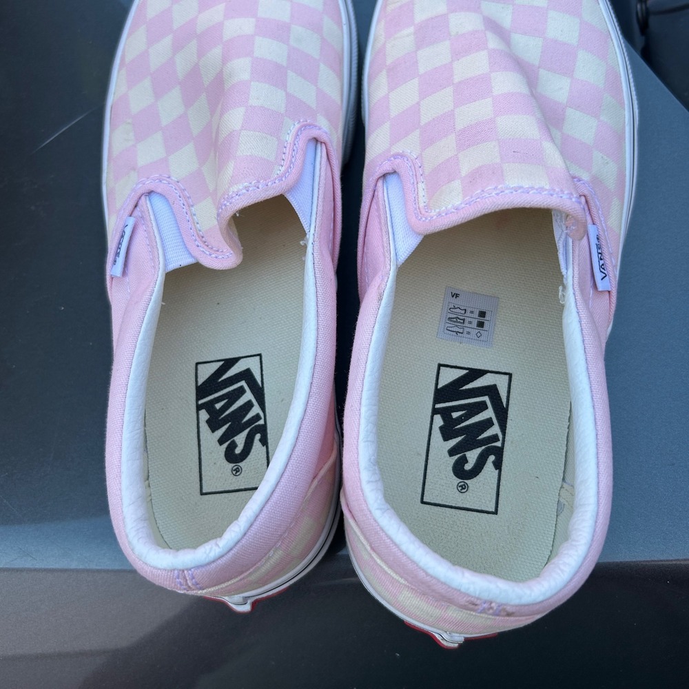 Vans Classic Slip-On Pink Checkerboard Sneakers Mens 7.5 Womens 9 - Picture 7 of 8